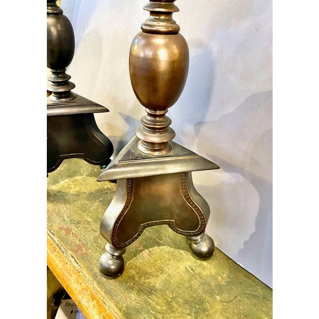 Pair Baroque Bronze Candlesticks For Sale In Los Angeles - Image 6 of 11