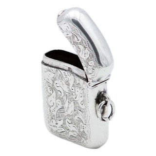 Silver Matchbox with Plant Engravings For Sale