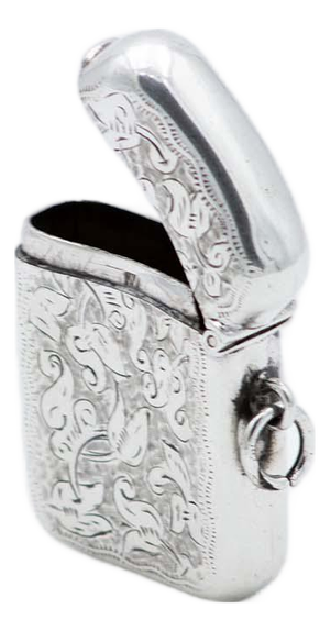 Silver Matchbox with Plant Engravings