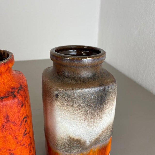 Fat Lava Orange Pottery Vases from Scheurich, Germany, 1970s, Set of 2 For Sale - Image 11 of 18