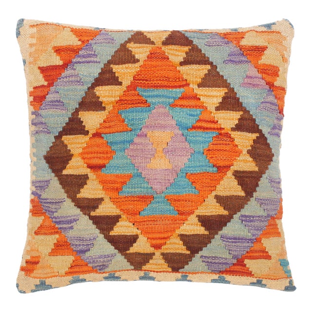 Geometric Turkish Bee Hand Woven Kilim Throw Pillow For Sale