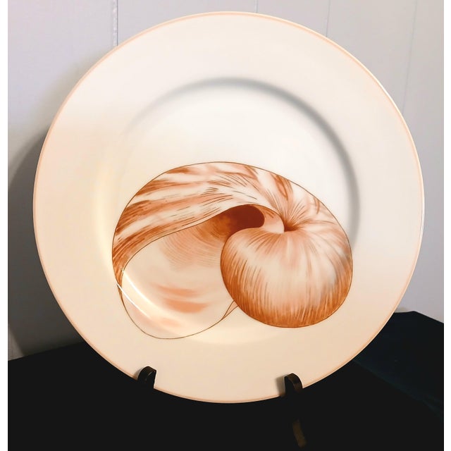 Late 20th Century 4 Fitz and Floyd Coquille Dinner Plates, Peach Seashell Pattern For Sale - Image 5 of 7