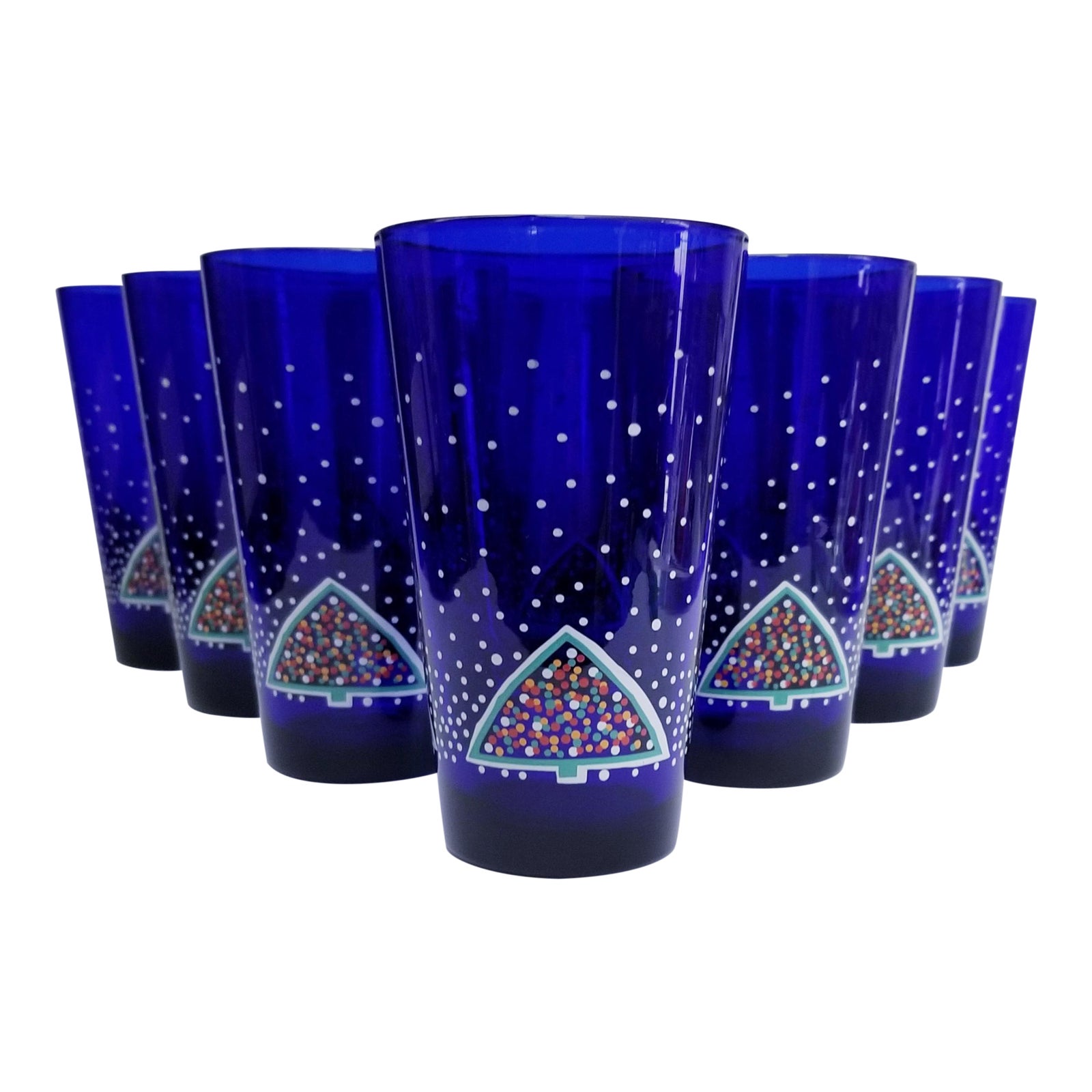Dansk Winterfest Cobalt Blue Highball Glasses Set of 10 Chairish