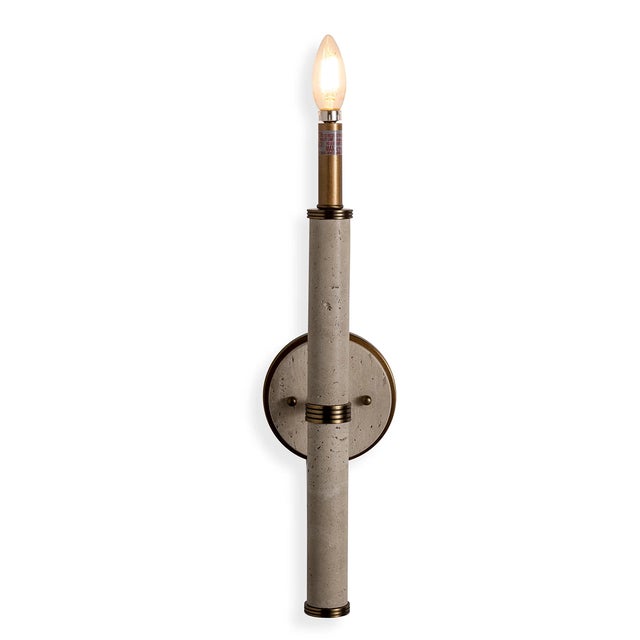Port 68 Tivoli Marble Natural/Brass Sconce For Sale - Image 4 of 6