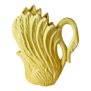Vintage Chartreuse Stoneware Swan Vase