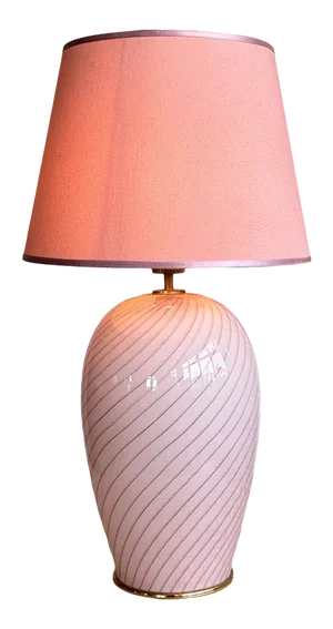Large Mid-Century Italian Pink Murano Glass Table Lamp, 1970s