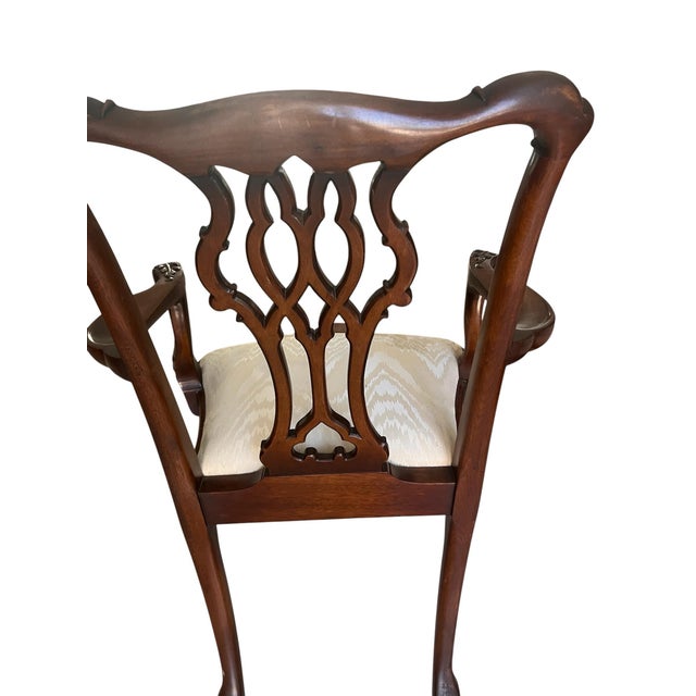 Early 20th Century Early 20th Century Thomasville Chippendale Style Mahogany Claw and Ball Armchair Set of Two For Sale - Image 5 of 12