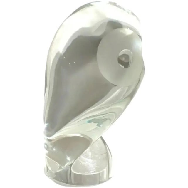 1970s Vintage Signed Steuben Mid Century Modern Crystal Perched Owl Figurine For Sale - Image 5 of 9