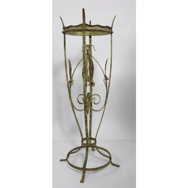 Metal Wrought Iron Plant Stand Pedestal After Salterini For Sale - Image 7 of 9