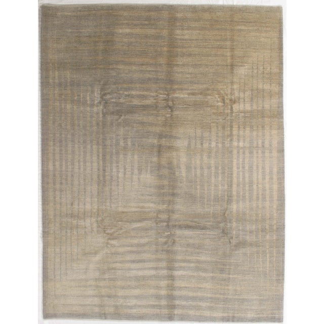 Hand-knotted modern Gabbeh rug with a minimalist field and subtle linear and tonal variations. Gabbeh rugs are known for...