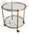 Mid Century Brass Round Rolling Serving Table With Removable Gallery Tray Top and 4 Bottle Holders For Sale
