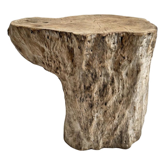 Vintage Lychee Burn Sand Stump Side Table For Sale