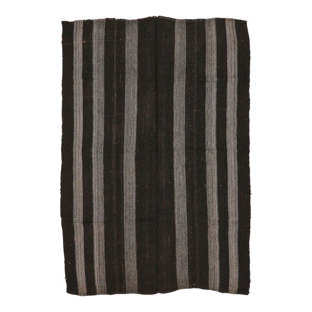 Mid 20th Century Brown & Gray Vintage Kilim Rug For Sale