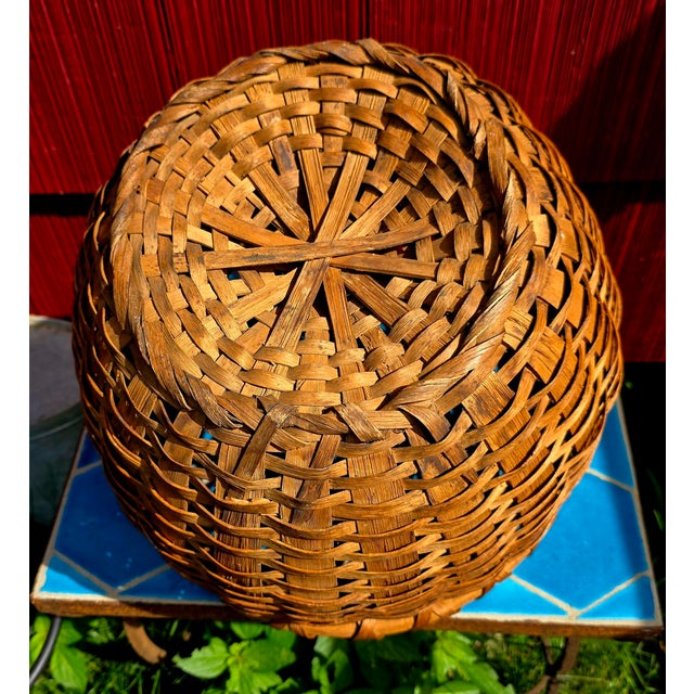 Antique Hand-Woven Wood Splint Swing-Handle Basket For Sale In New York - Image 6 of 6