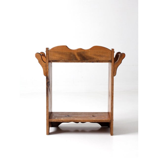 Early 20th Century Antique Pine Washstand With Towel Bars and Two Shelves For Sale - Image 5 of 14