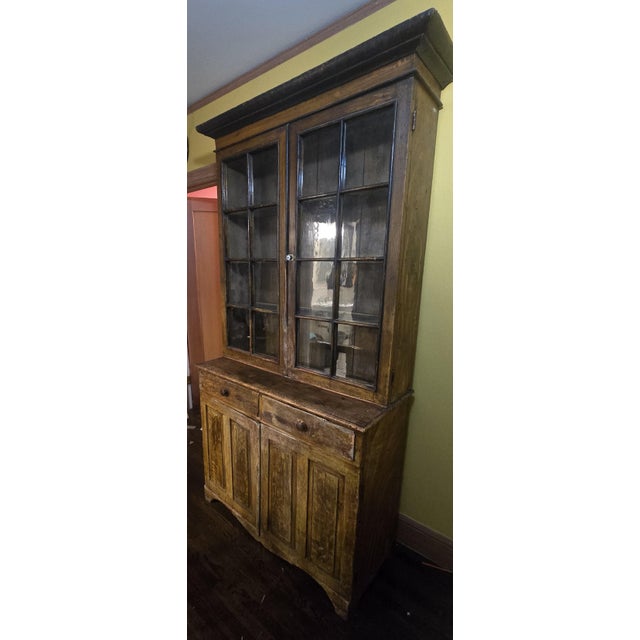 Early 19th Century Painted Pine Glazed Cupboard For Sale - Image 4 of 10