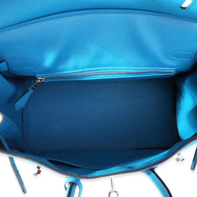 Bleu Zanzibar Togo Birkin 25 PHW For Sale - Image 4 of 7