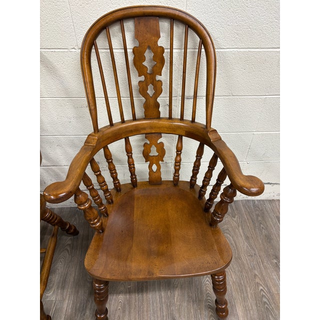 Barnard & Simonds Vintage Barnard & Simonds Windsor Style Solid Wood Hoop Back Arm Chairs - Pair For Sale - Image 4 of 8