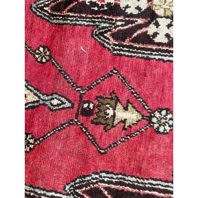 Red Vintage Rustic Wool Mazlaghan Rug, 1950s For Sale - Image 8 of 18