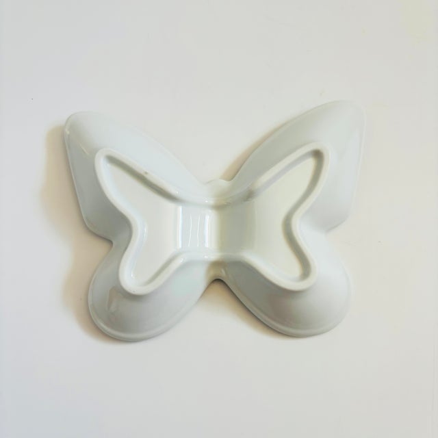 White White Ceramic Butterfly Tray For Sale - Image 8 of 12