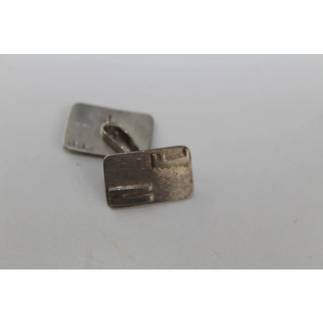 Silver Cufflinks Initialed H.E., 1960s, Set of 2 For Sale - Image 4 of 7
