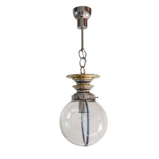 Italian Blue Wire Murano Glass Ball Pendant Lamp, 1970s For Sale