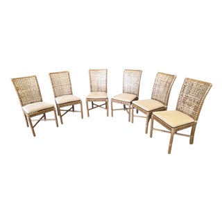 Ste/6 McGuire High Back Leather Dining Chairs For Sale