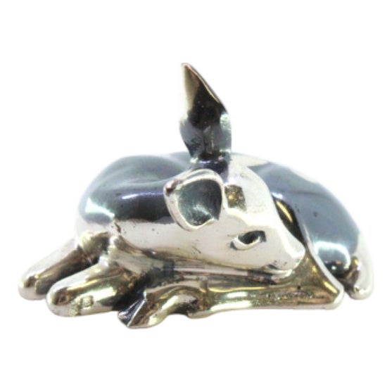 Small Deer in Niello Silver For Sale