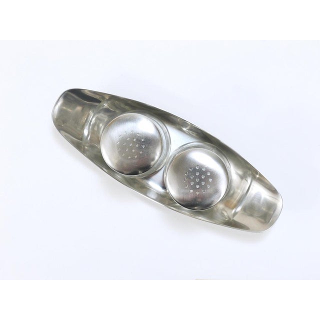 Mid-Century Salt Pepper Shakers with Tray attributed to Wilhelm Wagenfeld for WMF, 1950s, Set of 3 For Sale - Image 3 of 18