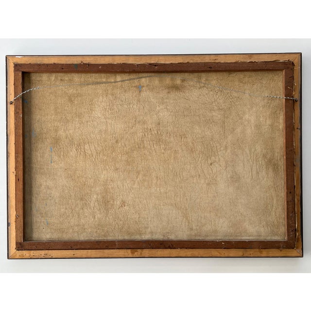 Wood 1930's Tropical Landscape Oil on Canvas in Original Frame "Rice Fields on Bali" For Sale - Image 7 of 9