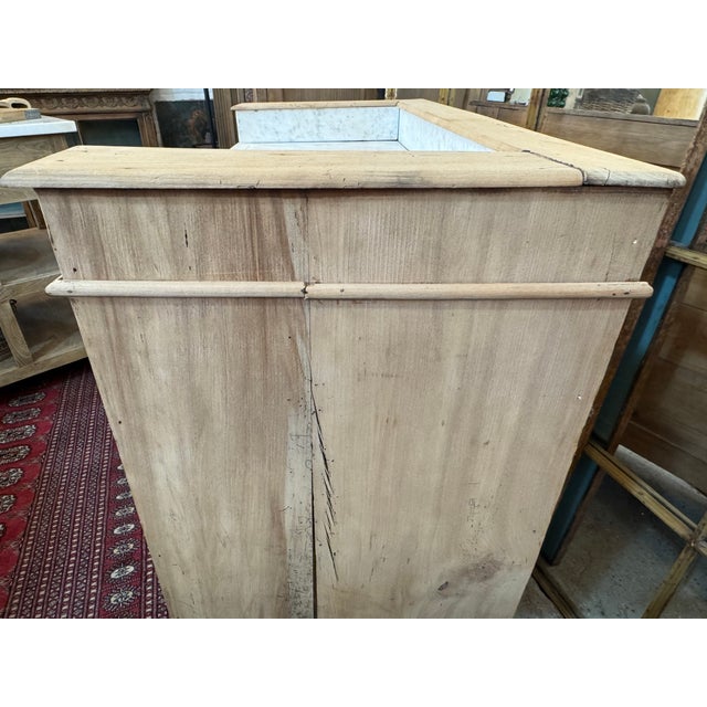 Khaki Antique French Bleached Oak Marble Top Chest C. 1890 For Sale - Image 8 of 16