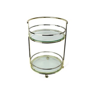 Hollywood Regency 2-Tiered Round Bar Cart For Sale