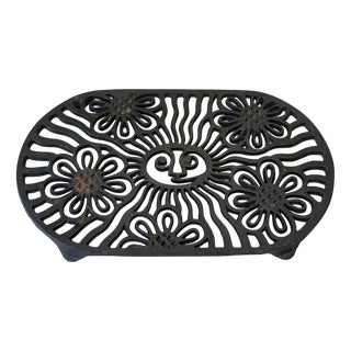 Cast Iron Mystic Pattern Trivet For Sale