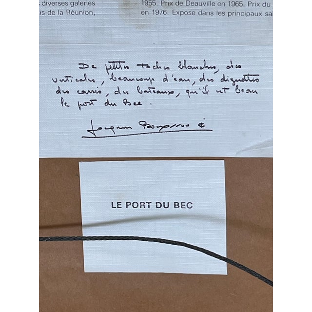 1960s Jacques Bouyssou Signed French Harbor Painting “Le Port Du Bec” – Original Framed Maritime Artwork For Sale - Image 10 of 12