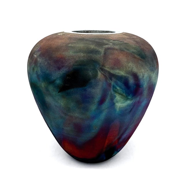 Contemporary Textured Flash Raku Vase by Leslie Mitchell For Sale - Image 12 of 13