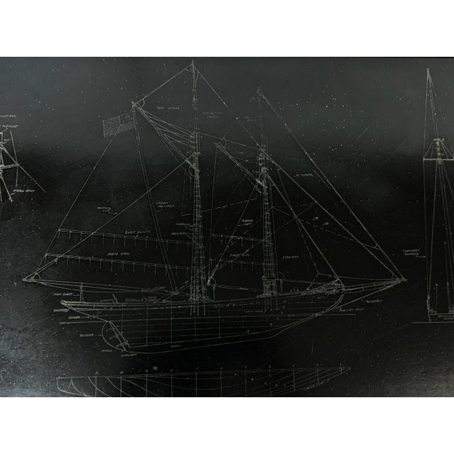 Late 20th Century Campaign Style Schooner Engraved Table For Sale - Image 5 of 12
