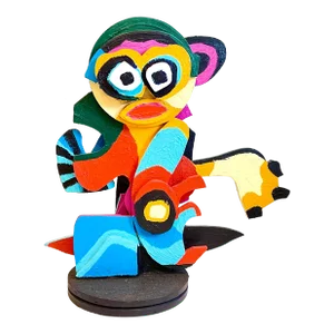 Karel Appel Colorful Expressionist Hand Painted Wood Cobra Sculpture Pop Art, 1977
