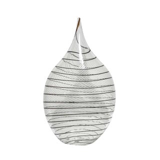 Hand Blown Clear Vase with Black Filigrana Glass by Alberto Dona For Sale