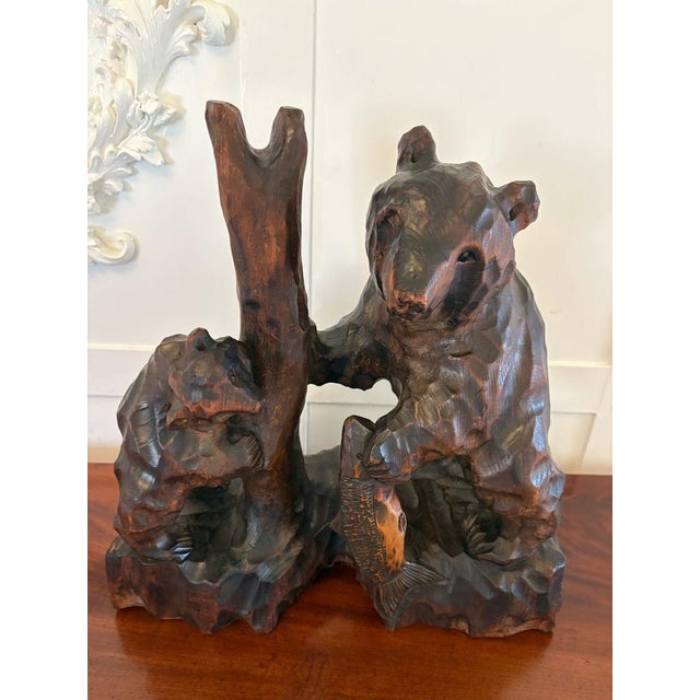Large Antique Edwardian Japanese Carved Linden Wood Bear, 1900 For Sale - Image 3 of 10