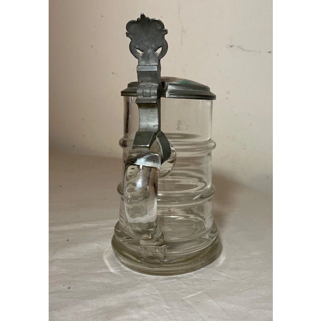 Antique Hand Painted Porcelain Glass Pewter German Lidded Beer Stein Mug For Sale - Image 10 of 11