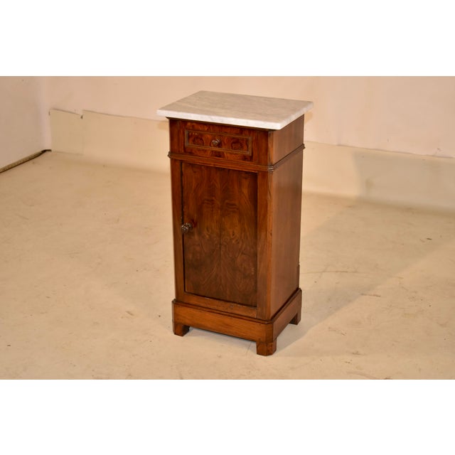 Mid 19th Century 19th Century Walnut Bedside Cabinet With Carrara Marble Top For Sale - Image 5 of 13