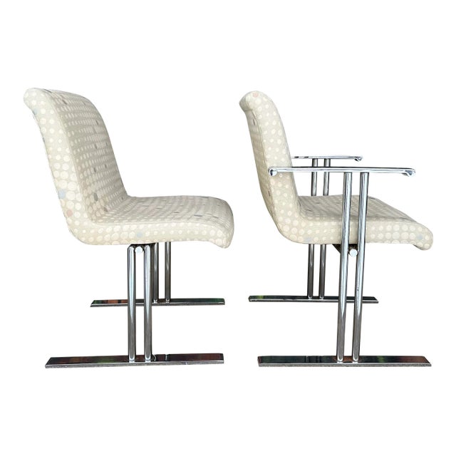 Set of 6 Directional Chrome Dining Chairs For Sale