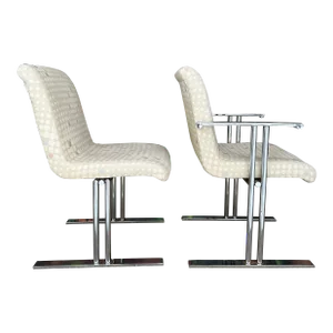Set of 6 Directional Chrome Dining Chairs