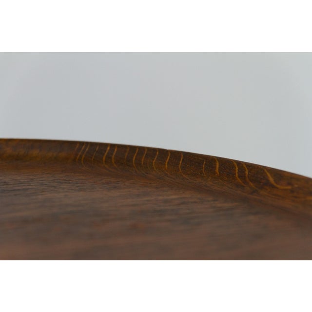 Danish Round Tripod Side Table in Stained Oak by Anton Kildeberg, 1960s For Sale - Image 14 of 18