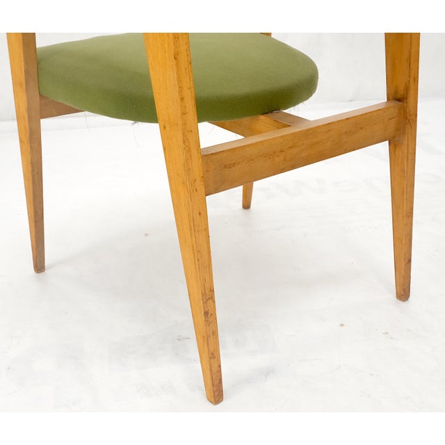Pair of c1950s Blond Birch Scandinavian Swedish Arm Chairs Green Upholstery For Sale - Image 11 of 15