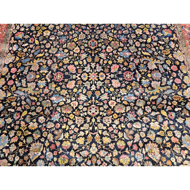 Textile Antique Indian Agra Rug, Handwoven Wool, Allover Floral Design, 9' x 12' For Sale - Image 7 of 13