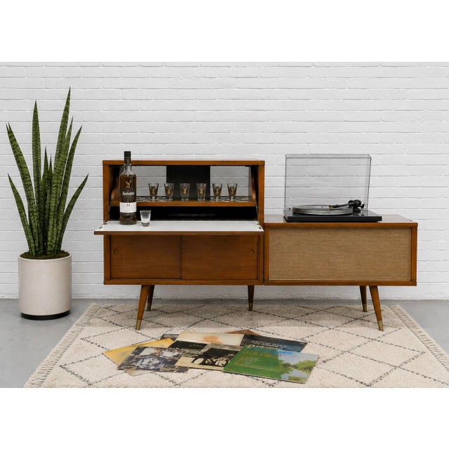Mid-Century Modern Vintage Mid Century Modern Bar Cabinet | Credenza Console | Liquor Cabinet, C. 1960’s For Sale - Image 3 of 18