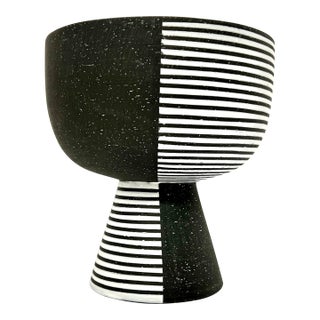 Jonathan Adler Palm Springs Pedestal Stripes Bowl For Sale