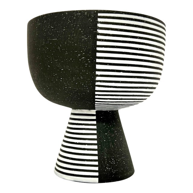 Jonathan Adler Palm Springs Pedestal Stripes Bowl For Sale