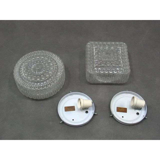 Wall Lights Massive 1970s glass , Set of 2 ----- 17 cm x 17 cm H. 10, diameter 20 cm H. 10 cm European Plug (up to...